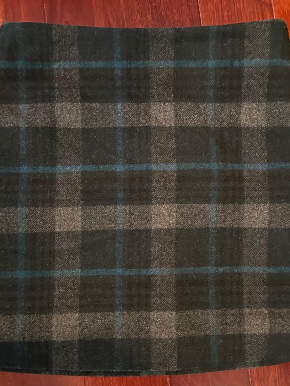 Uniqlo Wool Mini Skirt Black Blue Gray Pockets Windowpane Lined Zipper Size S
